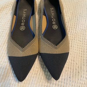 Rothy’s Tan Black Pointed Toe Flats